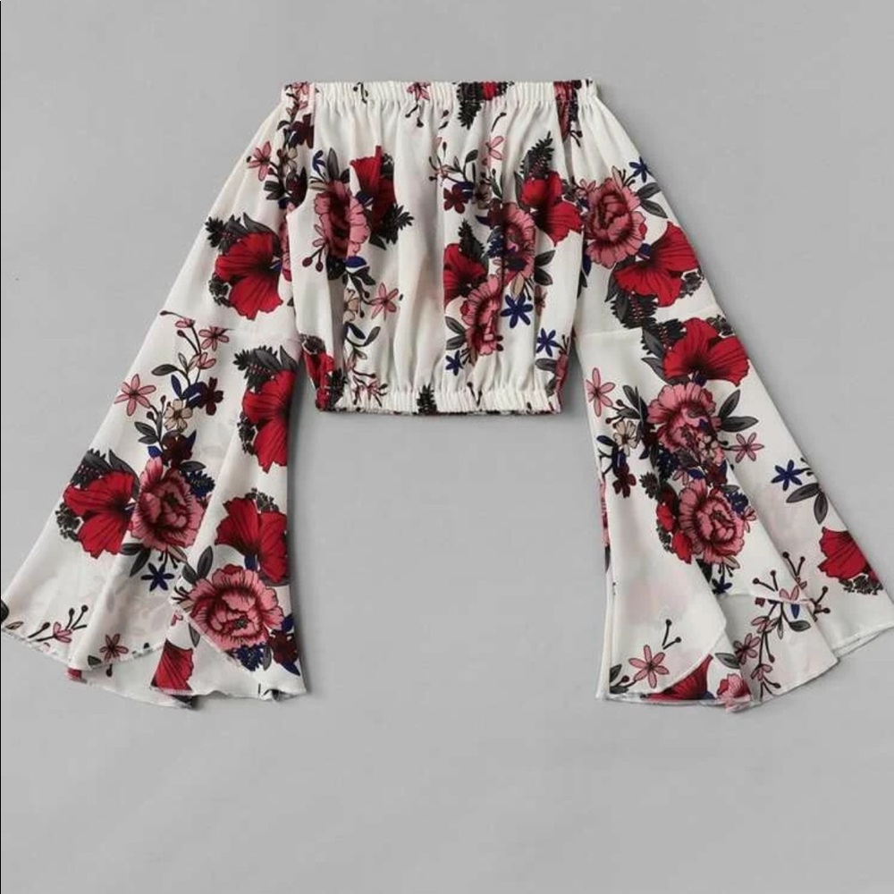 Floral off the shoulder crop top